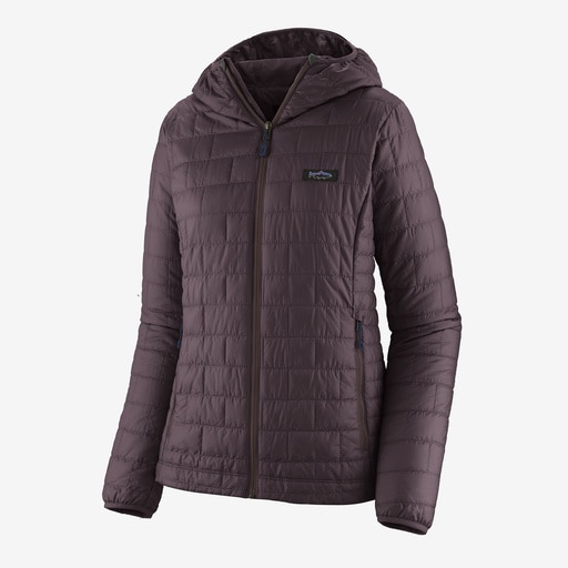 Patagonia Nano Puff Fitz Roy Trout Hoody Women's in Obsidian Plum